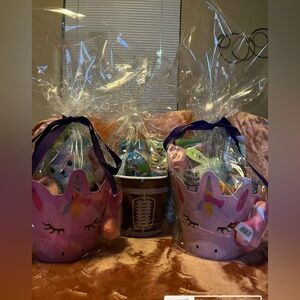 Unicorns and Football Gift Easter Baskets I made for my babies